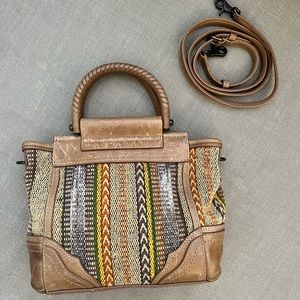 Frye Small Woven & Leather Tote Bag